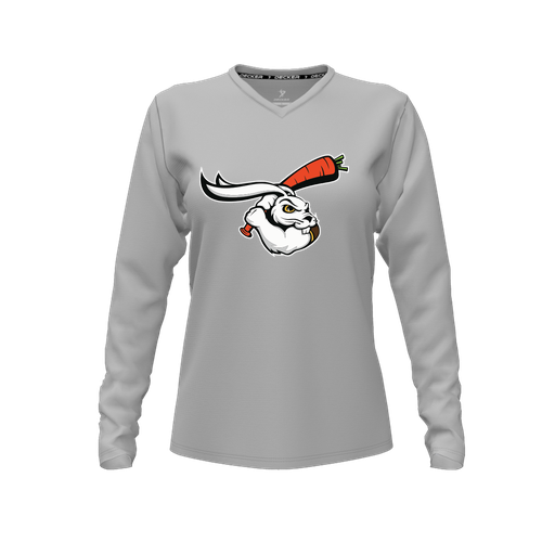 [FTLVCFGY-FYXS-LOGO3] Decker Comfort T-Shirt (Female Youth XS, Gray, V Neck, Logo 3, Long Sleeve)