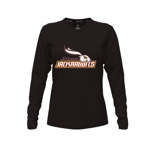 [CUS-DFW-TEES-PER-VNK-LSL-BLK-FYXS-LOGO1] Performance T-Shirt (Female Youth XS, Black, V Neck, Logo 1, Long Sleeve)