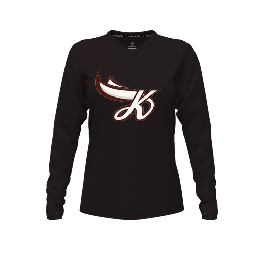 [CUS-DFW-TEES-PER-VNK-LSL-BLK-FYXS-LOGO2] Performance T-Shirt (Female Youth XS, Black, V Neck, Logo 2, Long Sleeve)