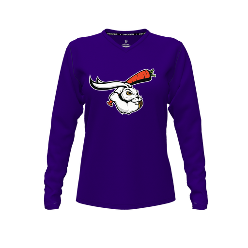 [FTLVPTPP-FYXS-LOGO3] Decker Performance T-Shirt (Female Youth XS, Purple, V Neck, Logo 3, Long Sleeve)