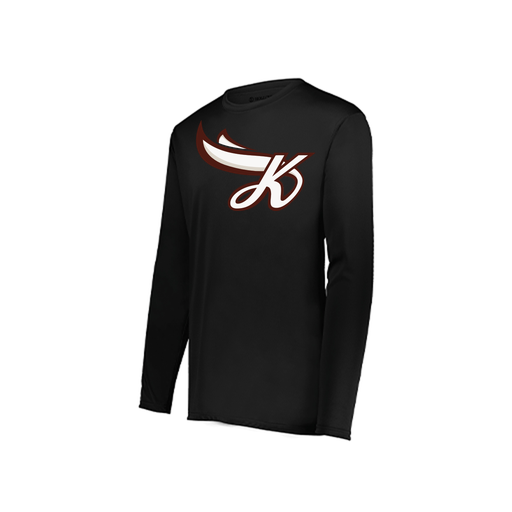 [222823.080.S-LOGO2] Youth LS Smooth Sport Shirt (Youth S, Black, Logo 2)