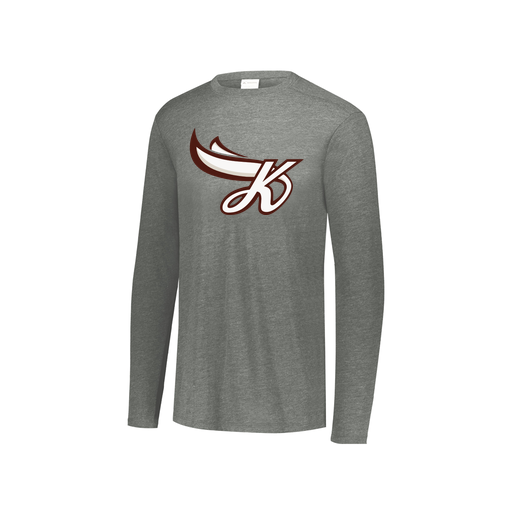 [FTLCUBGY-YS-LOGO2] Decker Youth Tri-Blend T-Shirt - Long Sleeve (Youth S, Gray, Logo 2)