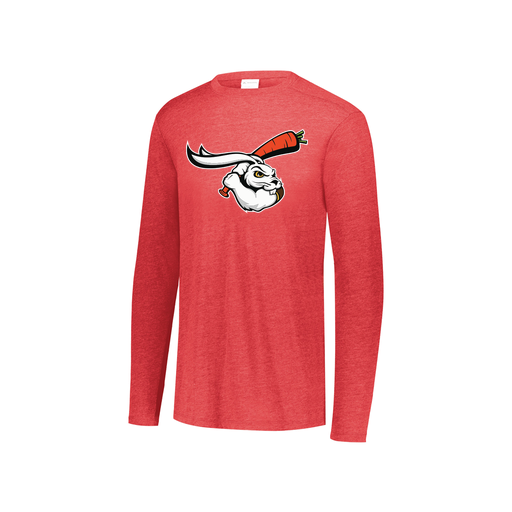 [FTLCUBRD-YS-LOGO3] Decker Youth Tri-Blend T-Shirt - Long Sleeve (Youth S, Red, Logo 3)