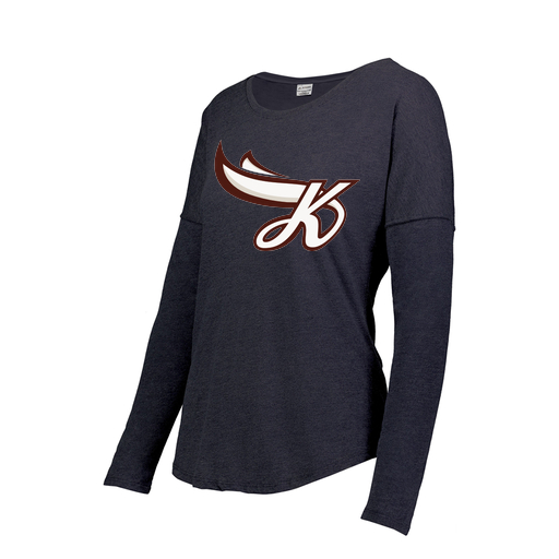 [FTLCUBNV-FAXS-LOGO2] Decker Women's Tri-Blend T-Shirt - Long Sleeve (Female Adult XS, Navy, Logo 2)